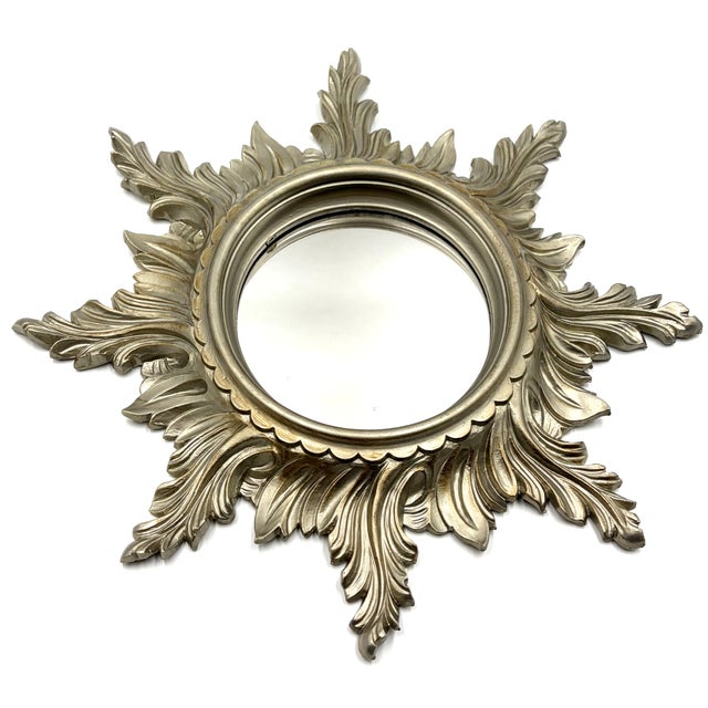 Silver Vintage Italian Silver Gilt Sunburst Mirror For Sale - Image 8 of 8