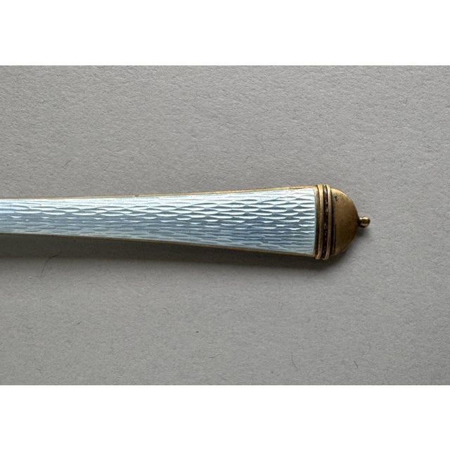 Blue Mid 20th Century David Andersen Oslo Norway Sterling Silver Gilt Blue Guilloche Enamel Large Serving Spoon, Post-1940 For Sale - Image 8 of 12