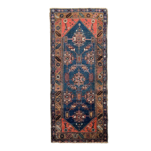 Antique NW Persian Bakshayesh Runner Coral Wool Foundation Rug 3.2 x 7.10