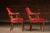 Mid 20th Century Pair of Brass Nailhead Leather Captain’s Armchairs in Burnt Orange For Sale - Image 4 of 7