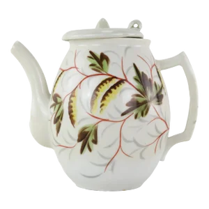 Vintage Porcelain Teapot With Hand-Painted Floral Motif, Antique Gold-Trimmed Collectible Teapot