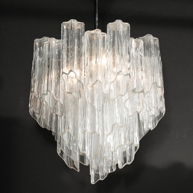 Mid-Century Modernist Hand-Blown Murano Angular Tronchi Glass Chandelier For Sale - Image 9 of 18
