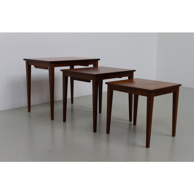 1960s Danish Modern Rosewood Nesting Tables, 1960s, Set of 3 For Sale - Image 5 of 17