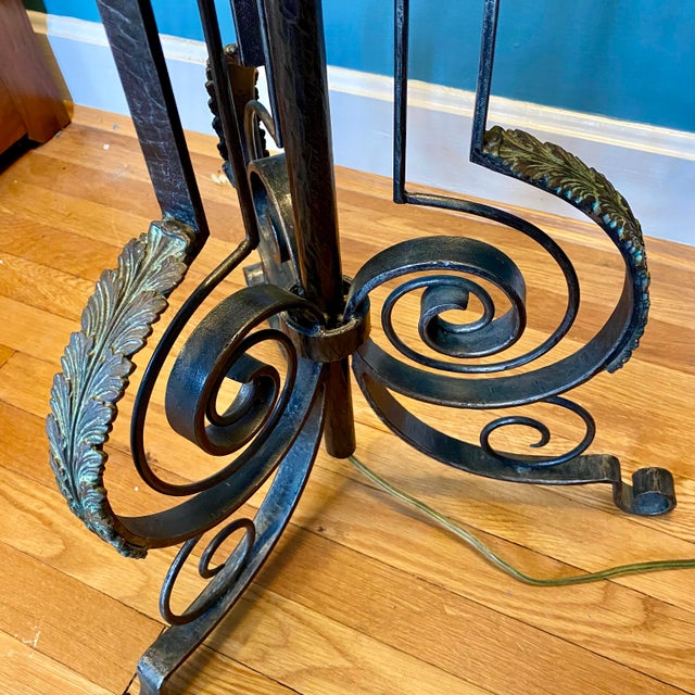 Early 20th Century Tall French Style Art Deco Cast Iron Floor Lamp For Sale - Image 10 of 17