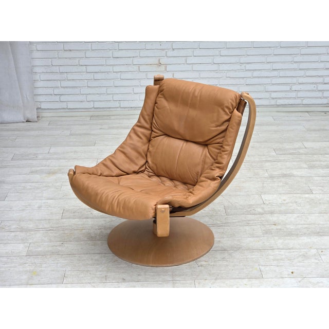 Scandinavian Swivel Armchair in Leather and Bentwood, 1980s For Sale - Image 17 of 18