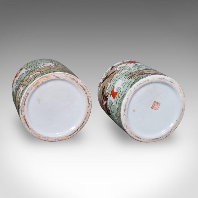 Pair of Vintage Huntsman Biscuit Barrels, Oriental, Ceramic, Kitchen Storage Jar For Sale - Image 9 of 12