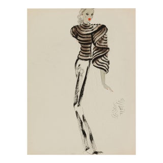 Vintage French Fashion Art Print – Art Deco Couture Illustration, 18" X 24" For Sale