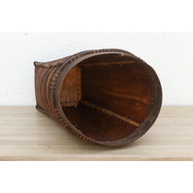 Antique Tall Cylindrical Basket With Fitted Lid For Sale - Image 9 of 11