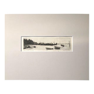 Leonard H. Mersky Signed, Numbered Etching, "Stage Harbor, Chatham" in 14x11 Mat For Sale