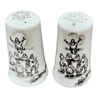1950s Robert Mayokok Inuit Folk Art Porcelain Salt & Pepper Shakers - A Pair For Sale