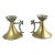 Vintage Brass Heraldic Chamber Candlestick Holders With Griffin Head Handles- Set of 2 For Sale