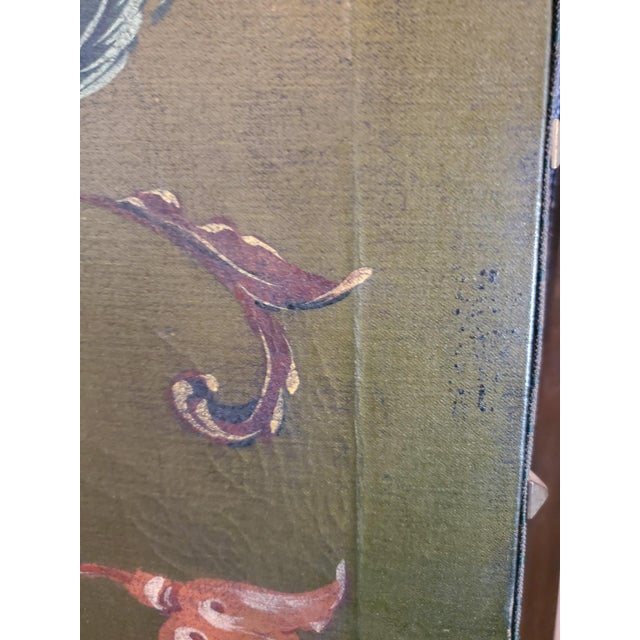 1940s Painted Floral Green Folding Screen For Sale - Image 17 of 18
