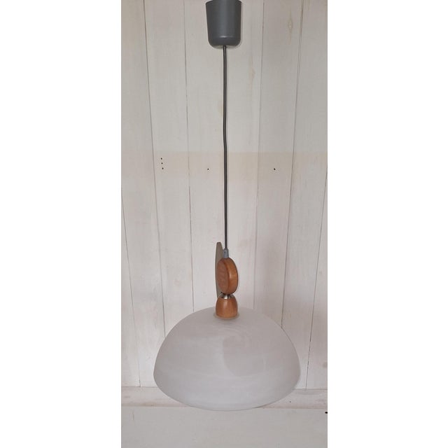 Vintage Pendant Lamp with Marbled White Glass Shade by Honsel, 2000s For Sale - Image 4 of 8