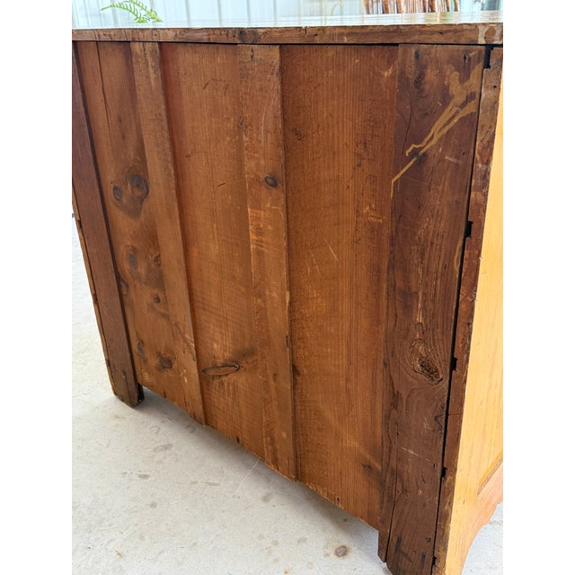 Antique American Pine Chest of Drawers With Carved Walnut Pulls in Original Mustard Finish For Sale - Image 4 of 12