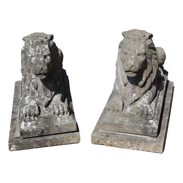 Stone Lions, 1890s, Set of 2 For Sale
