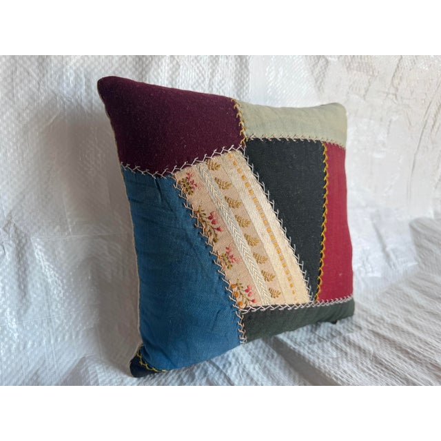 American Vintage American Patchwork Pillow For Sale - Image 3 of 3