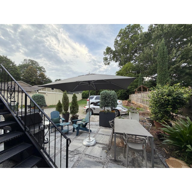 Modern Tuuci Ocean Master 6' X 9' Rectangular Market Umbrella With Wheeled Base - Restoration Hardware For Sale - Image 3 of 16