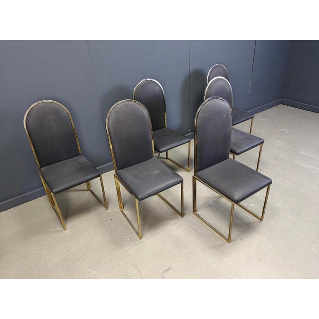 Vintage Brass Dining Chairs attributed to Belgochrom, 1970s, Set of 5 For Sale - Image 10 of 15