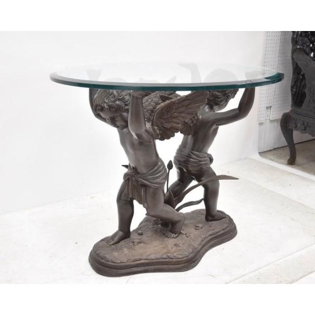 1970s Bronze Cherub Foyer Table For Sale In New York - Image 6 of 10