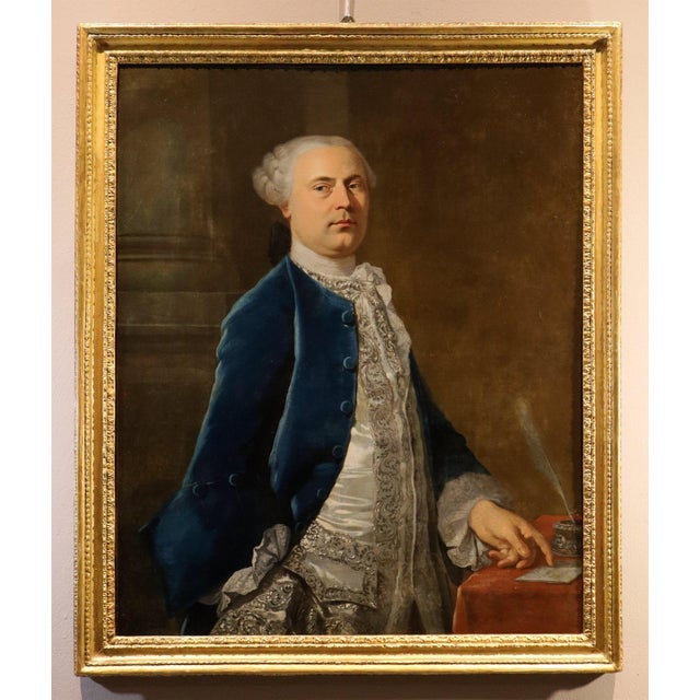 Follower of Jean-Baptiste Van Loo, Portrait of a French Gentleman, 1730, Oil on Canvas For Sale - Image 15 of 15