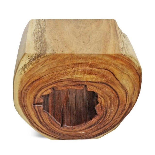 Wood Organic Modern Monkey Pod Side Table For Sale - Image 7 of 8