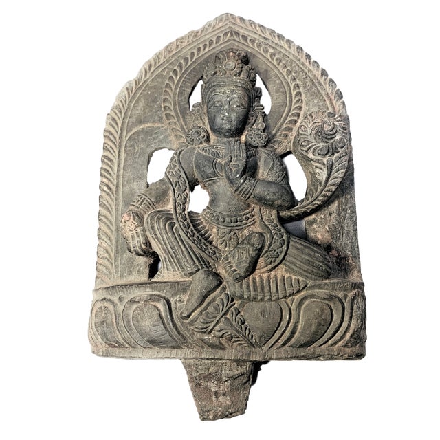 Antique Late Malla Period Nepalese Hand Carved Stone Buddha Bodisattva