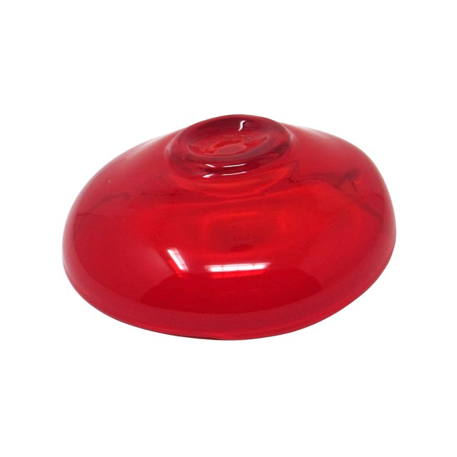 Ruby Red 1960s Ruby Red Hand-Blown Glass Ashtray For Sale - Image 8 of 8