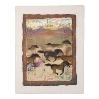 80s Mixed Media Abstract Landscape Wall Art, Signed For Sale