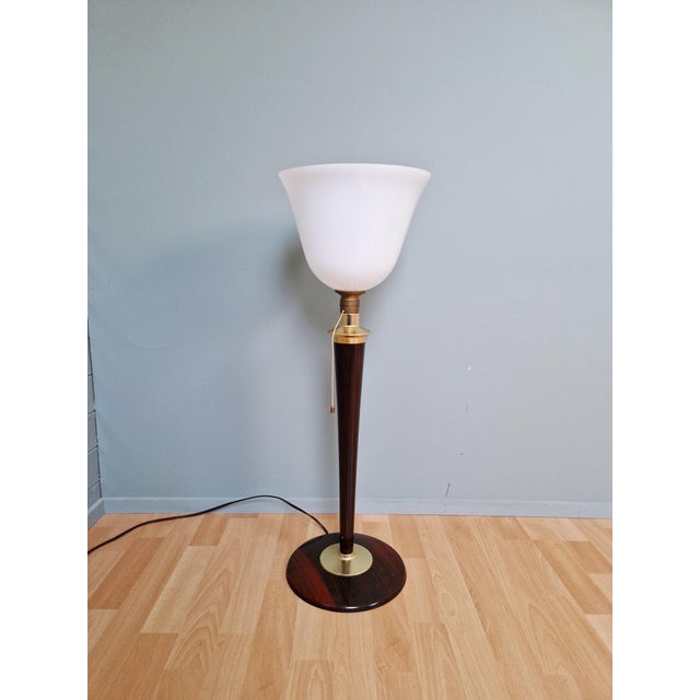 Large Art Deco Desk Lamp in Wood, Brass and White Opaline Glass from Mazda, 1930s For Sale - Image 17 of 17
