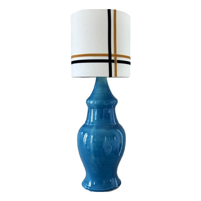 Poire Lamp in Bright Blue Ceramic, 1970 For Sale