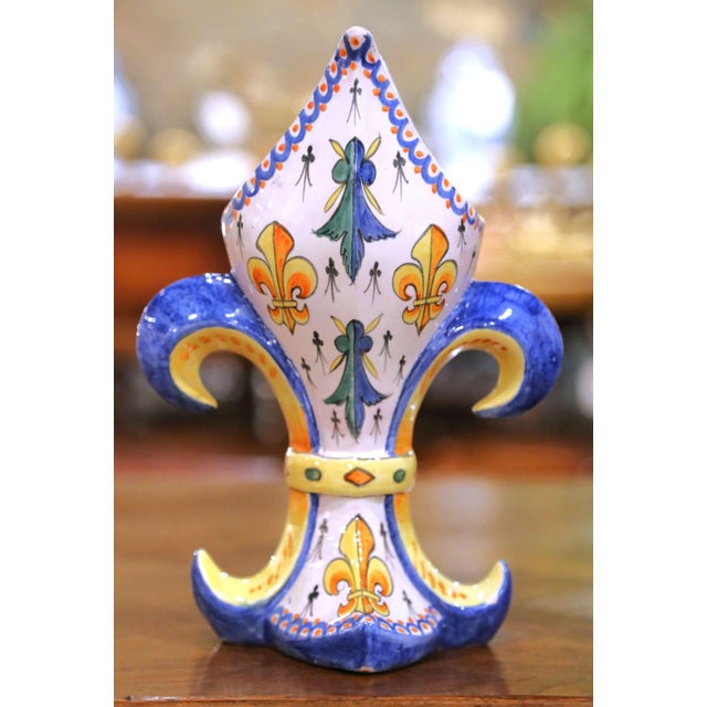 19th Century French Faience Alcide Chaumeil Fleur-De-Lys Vase For Sale In Dallas - Image 6 of 10