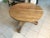 Here is an old solid farm table made of solid oak. This table is stable, stands mighty on 3 feet which are connected by a...