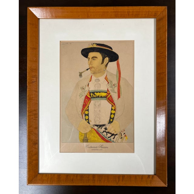 Vintage Framed Lithographic Prints From a Series Titled "Costumes Suisses" (Swiss Costumes) by Artist Kurt Wirth For Sale In Milwaukee - Image 6 of 18