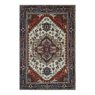 9x12 Ivory Hand-Knotted Wool Layered Medallion Classic Traditional Carpet Rug For Sale
