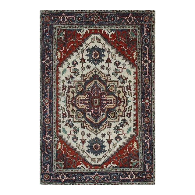 9x12 Ivory Hand-Knotted Wool Layered Medallion Classic Traditional Carpet Rug For Sale