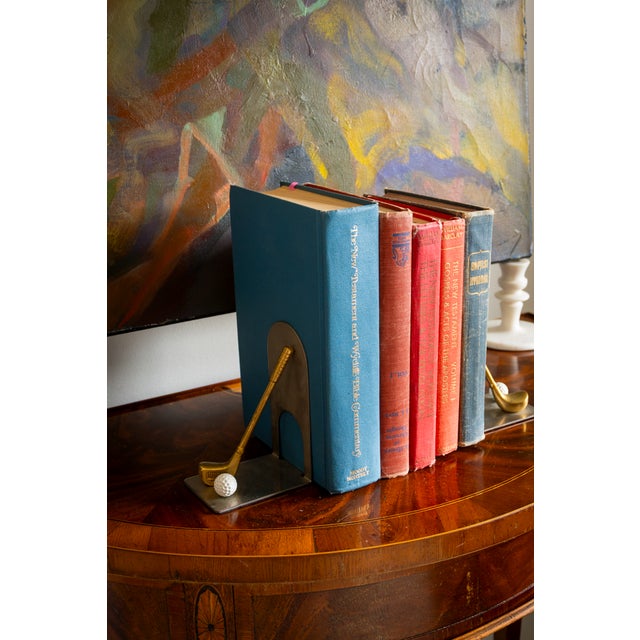1980s Chrome & Brass Golf Club Book Ends For Sale - Image 12 of 14