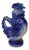 Vintage Mid 20th Century Blue Pottery Glazed Rooster Pitcher For Sale
