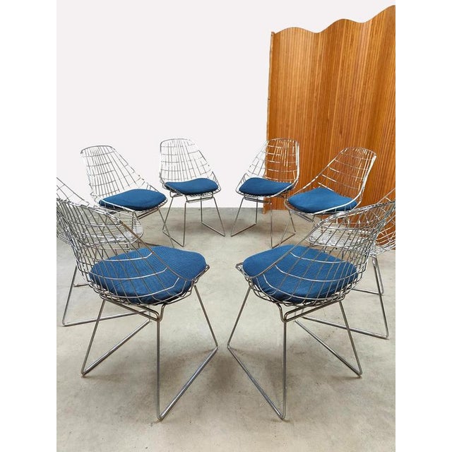 Vintage Dutch SM05 Wire Chairs by Cees Braakman for Pastoe, 1950s, Set of 8 For Sale - Image 6 of 8