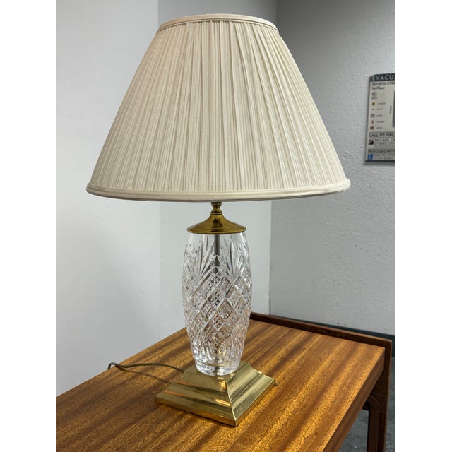 Traditional Mid 20th Century Style After Waterford Etched Glass Table Lamp For Sale - Image 3 of 12