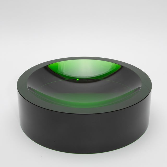 Green Green Crystal Convex Bowl by Ka Glass For Sale - Image 8 of 8
