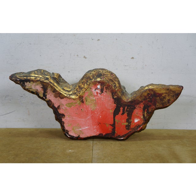 Gold Vintage Baroque Rococo Gold Gilt Plaster Angel Cherub Putti Wall Bust Plaque 18" For Sale - Image 8 of 9