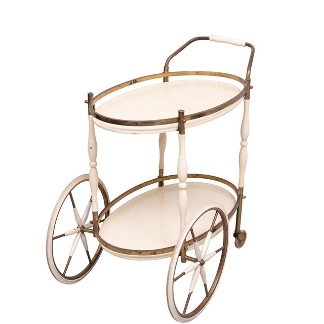 1950s Oval-Shaped Glass Tops Serving Trolley, Italy, 1950s For Sale - Image 5 of 11