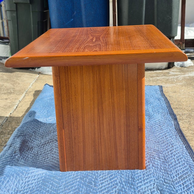 Brown 1980s Vejle Stole & Mobelfabrik Danish Modern Teak Pedestal Base Rectangular Side End Table For Sale - Image 8 of 12