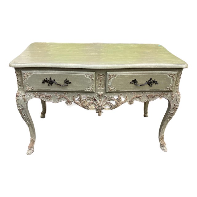 French Vintage Rococo Painted Console Table For Sale