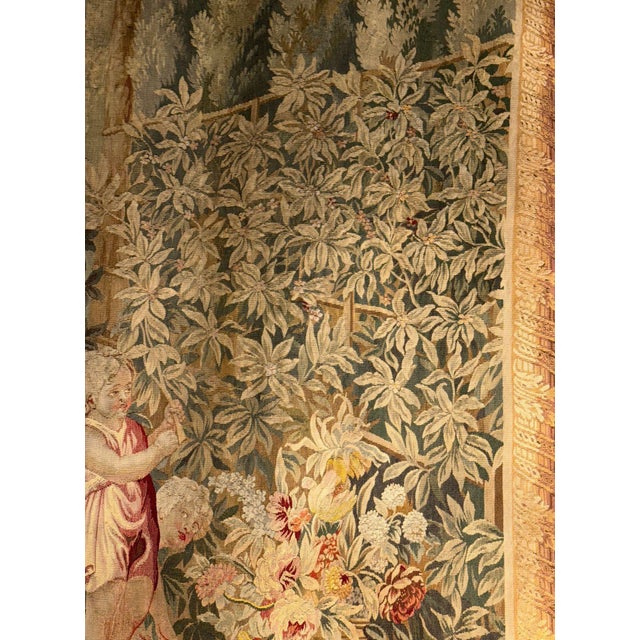 18th Century French “Spring” From Les Enfants Jardiniers Tapestry For Sale - Image 9 of 12