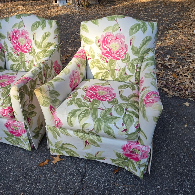 Lillian August Lillian August Pink and Green Pair of Lounge Chairs For Sale - Image 4 of 9