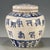 1970s Small Blue & White Porcelain Covered Ginger Jar With Sanskrit Script Band For Sale - Image 5 of 9