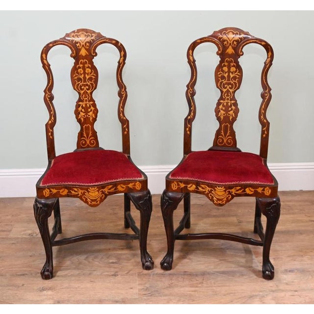 2000 - 2009 Dutch Floral Marquetry Side Chairs, Set of 2 For Sale - Image 5 of 5