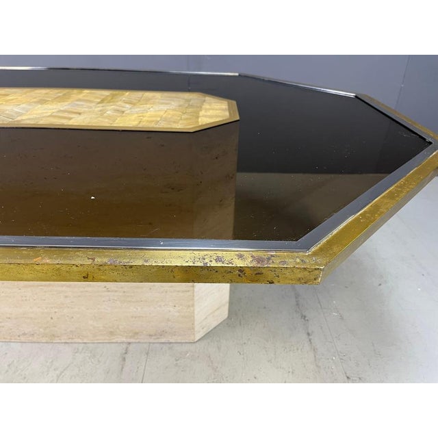 Vintage Etched Brass Art Table with Glass by Roger Vanhevel, 1970 For Sale - Image 11 of 12