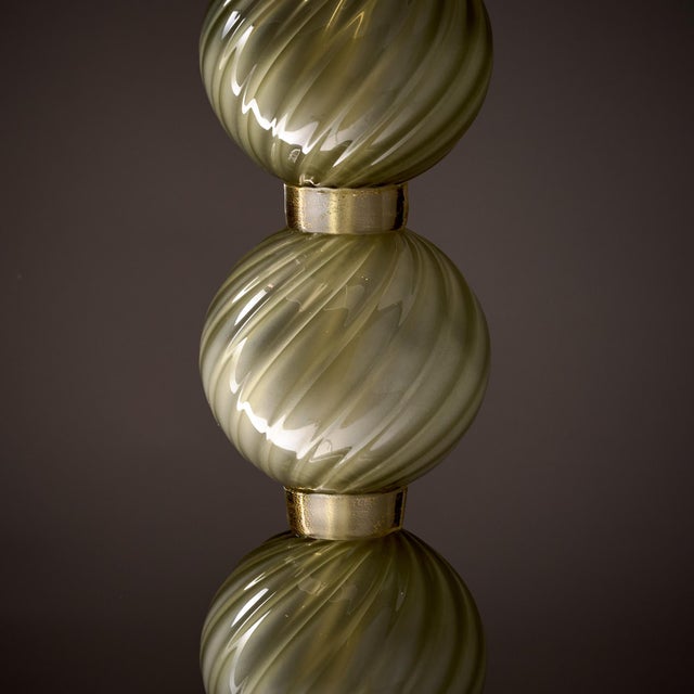 2020s Venetian Glass, Classic Globe Lamps, Olive Green, Murano, Italy - a Pair For Sale - Image 5 of 9